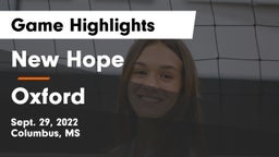 New Hope  vs Oxford  Game Highlights - Sept. 29, 2022