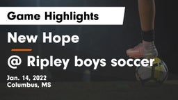 New Hope  vs @ Ripley boys soccer Game Highlights - Jan. 14, 2022