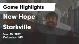 New Hope  vs Starkville  Game Highlights - Jan. 15, 2022