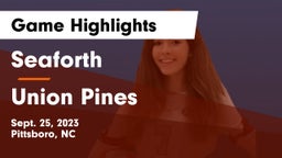 Seaforth  vs Union Pines  Game Highlights - Sept. 25, 2023