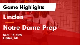 Linden  vs Notre Dame Prep  Game Highlights - Sept. 13, 2022