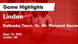 Linden  vs Kalkaska Tourn. Vs. Mt. Pleasent Sacred Heart Game Highlights - Sept. 24, 2022
