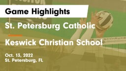 St. Petersburg Catholic  vs Keswick Christian School Game Highlights - Oct. 13, 2022