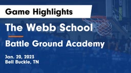 The Webb School vs Battle Ground Academy  Game Highlights - Jan. 20, 2023