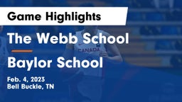 The Webb School vs Baylor School Game Highlights - Feb. 4, 2023