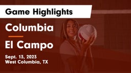 Columbia  vs El Campo  Game Highlights - Sept. 13, 2023