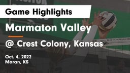 Marmaton Valley  vs @ Crest Colony, Kansas Game Highlights - Oct. 4, 2022