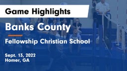 Banks County  vs Fellowship Christian School Game Highlights - Sept. 13, 2022