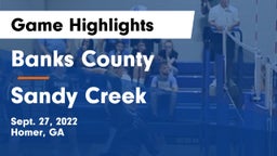 Banks County  vs Sandy Creek  Game Highlights - Sept. 27, 2022