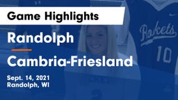 Randolph  vs Cambria-Friesland  Game Highlights - Sept. 14, 2021