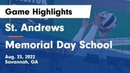 St. Andrews  vs Memorial Day School Game Highlights - Aug. 23, 2022