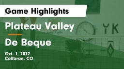 Plateau Valley  vs De Beque Game Highlights - Oct. 1, 2022