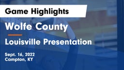 Wolfe County  vs Louisville Presentation Game Highlights - Sept. 16, 2022