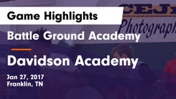 Battle Ground Academy  vs Davidson Academy Game Highlights - Jan 27, 2017