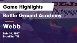 Battle Ground Academy  vs Webb  Game Highlights - Feb 18, 2017