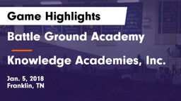 Battle Ground Academy  vs Knowledge Academies, Inc. Game Highlights - Jan. 5, 2018