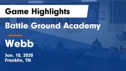 Battle Ground Academy  vs Webb  Game Highlights - Jan. 10, 2020