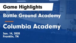 Battle Ground Academy  vs Columbia Academy  Game Highlights - Jan. 14, 2020