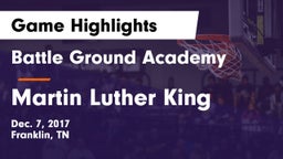 Battle Ground Academy  vs Martin Luther King  Game Highlights - Dec. 7, 2017