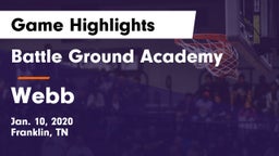 Battle Ground Academy  vs Webb  Game Highlights - Jan. 10, 2020