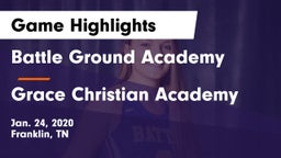 Battle Ground Academy  vs Grace Christian Academy Game Highlights - Jan. 24, 2020