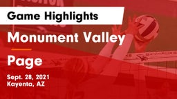 Monument Valley  vs Page  Game Highlights - Sept. 28, 2021