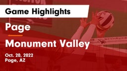 Page  vs Monument Valley  Game Highlights - Oct. 20, 2022