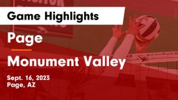 Page  vs Monument Valley  Game Highlights - Sept. 16, 2023