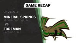 Recap: Mineral Springs  vs. Foreman  2016
