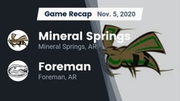 Recap: Mineral Springs  vs. Foreman  2020