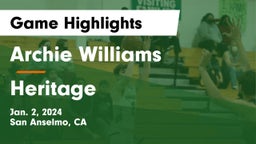 Archie Williams  vs Heritage  Game Highlights - Jan. 2, 2024
