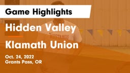 Hidden Valley  vs Klamath Union  Game Highlights - Oct. 24, 2022