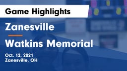 Zanesville  vs Watkins Memorial  Game Highlights - Oct. 12, 2021