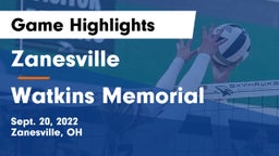 Zanesville  vs Watkins Memorial  Game Highlights - Sept. 20, 2022