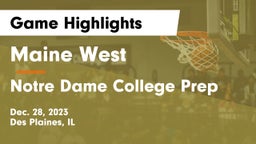 Maine West  vs Notre Dame College Prep Game Highlights - Dec. 28, 2023