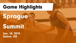 Sprague  vs Summit  Game Highlights - Jan. 18, 2019