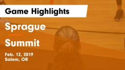Sprague  vs Summit  Game Highlights - Feb. 12, 2019