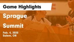 Sprague  vs Summit  Game Highlights - Feb. 4, 2020