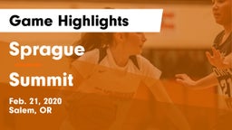 Sprague  vs Summit  Game Highlights - Feb. 21, 2020