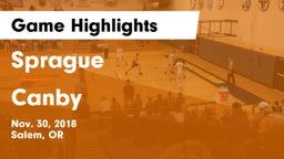Sprague  vs Canby  Game Highlights - Nov. 30, 2018