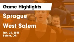 Sprague  vs West Salem  Game Highlights - Jan. 26, 2019