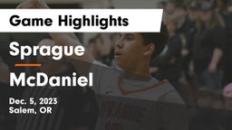 Sprague  vs McDaniel  Game Highlights - Dec. 5, 2023