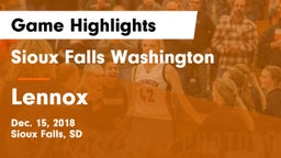 Sioux Falls Washington  vs Lennox  Game Highlights - Dec. 15, 2018