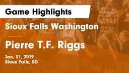 Sioux Falls Washington  vs Pierre T.F. Riggs  Game Highlights - Jan. 31, 2019