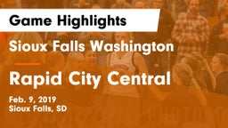 Sioux Falls Washington  vs Rapid City Central  Game Highlights - Feb. 9, 2019