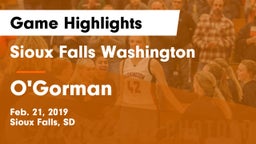 Sioux Falls Washington  vs O'Gorman  Game Highlights - Feb. 21, 2019