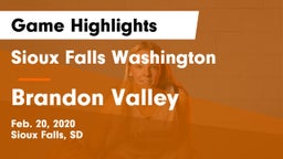 Sioux Falls Washington  vs Brandon Valley  Game Highlights - Feb. 20, 2020