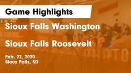 Sioux Falls Washington  vs Sioux Falls Roosevelt  Game Highlights - Feb. 22, 2020