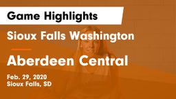 Sioux Falls Washington  vs Aberdeen Central  Game Highlights - Feb. 29, 2020