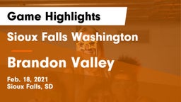 Sioux Falls Washington  vs Brandon Valley  Game Highlights - Feb. 18, 2021